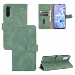 For OPPO Reno3 A(Japanese Version) Solid Color Skin Feel Magnetic Buckle Horizontal Flip Calf Texture PU Leather Case with Holder & Card Slots & Wallet(Green) (OEM)