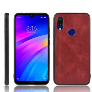 For Xiaomi Redmi 7 Shockproof Sewing Cow Pattern Skin PC + PU + TPU Case(Red) (OEM)