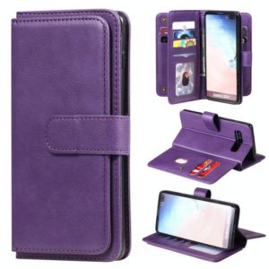 For Samsung Galaxy S10+ Multifunctional Magnetic Copper Buckle Horizontal Flip Solid Color Leather Case with 10 Card Slots & Wallet & Holder & Photo Frame(Purple) (OEM)
