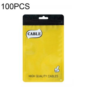 100 PCS Thumb Type Data Cable Packaging Bag Thickened Plastic Ziplock Bag 11 x 18cm(Yellow) (OEM)