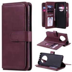 For Huawei Mate 40 Multifunctional Magnetic Copper Buckle Horizontal Flip Solid Color Leather Case with 10 Card Slots & Wallet & Holder & Photo Frame(Wine Red) (OEM)