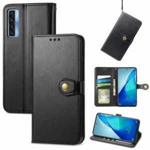For TCL 20S Solid Color Leather Buckle Phone Case with Lanyard & Photo Frame & Card Slot & Wallet & Stand Function(Black) (OEM)