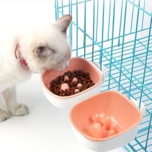 Dog and Cat Anti-choke Feeding Water Hanging Bowl Creative Plastic Pet Bowl, Style:Anti-choke(Pink) (OEM)