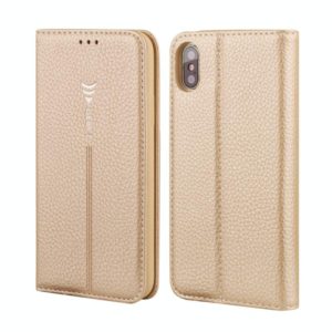 For iPhone XS / X GEBEI PU+TPU Horizontal Flip Protective Case with Holder & Card Slots(Gold) (GEBEI) (OEM)