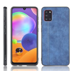 For Galaxy A31 Shockproof Sewing Cow Pattern Skin PC + PU + TPU Case(Blue) (OEM)