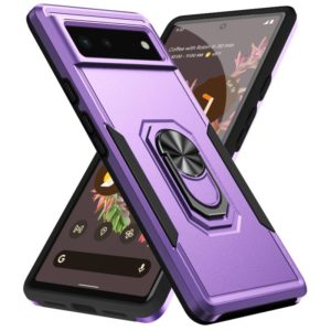 For Google Pixel 6 Pioneer Armor Heavy Duty PC + TPU Holder Phone Case(Purple + Black) (OEM)