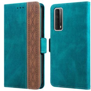 For Huawei P smart 2021 Stitching Side-Magnetic RFID Leather Phone Case(Dark Green) (OEM)
