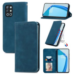 For OnePlus 9R Retro Skin Feel Business Magnetic Horizontal Flip Leather Case with Holder & Card Slots & Wallet & Photo Frame(Blue) (OEM)