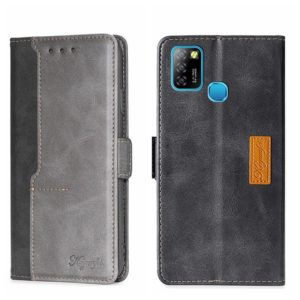 For Infinix Hot 10 Lite/Smart 5 X657 Contrast Color Side Buckle Leather Phone Case(Black + Grey) (OEM)