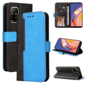 For OPPO A94 5G/F19 Pro+ 5G/Reno5 Z/A95 5G Business Stitching-Color Horizontal Flip PU Leather Case with Holder & Card Slots & Photo Frame & Lanyard(Blue) (OEM)