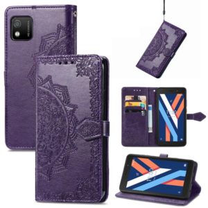 For Wiko Y52 Mandala Flower Embossed Flip Leather Phone Case(Purple) (OEM)