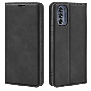 For Motorola G62 5G Retro-skin Magnetic Suction Leather Phone Case(Black) (OEM)