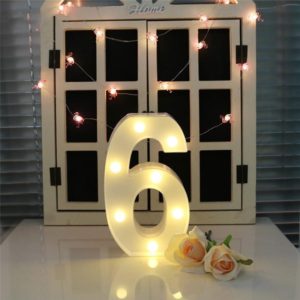 Digit 6 Shape Decoration Light, Dry Battery Powered Warm White Standing Hanging Holiday Light (OEM)
