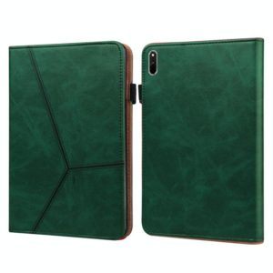 For Huawei MatePad 10.8 (2021) Solid Color Embossed Striped Leather Case(Green) (OEM)
