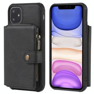 For iPhone 11 Buckle Zipper Shockproof Protective Case with Holder & Card Slots & Wallet & Lanyard & Photos Frames(Black) (OEM)