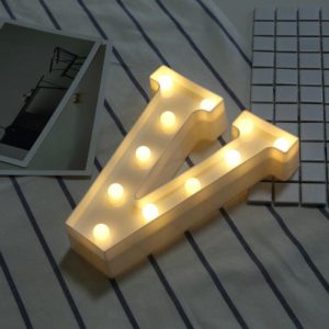 Alphabet V English Letter Shape Decorative Light, Dry Battery Powered Warm White Standing Hanging LED Holiday Light (OEM)
