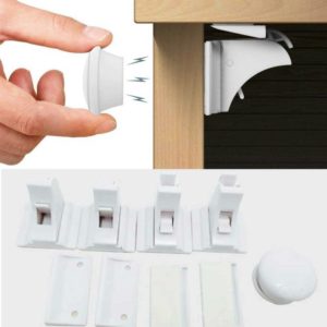 Child Safety Stealth Magnetic Lock Multifunctional Cabinet Door Lock Baby Safety Drawer Lock(White) (OEM)