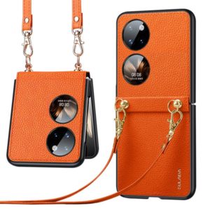 For Huawei P50 Pocket SULADA Litchi Texture Leather + TPU Phone Case with Strap(Orange) (SULADA) (OEM)