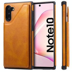 For Galaxy Note 10 Shockproof Calf Texture Protective Case with Holder & Card Slots & Frame(Brown) (OEM)