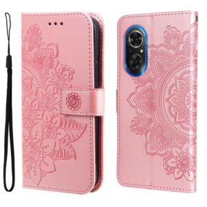 For Honor 50 SE / Huawei nova 9 SE 7-petal Flowers Embossed Flip Leather Phone Case(Rose Gold) (OEM)