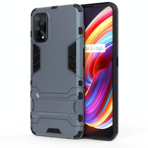 For OPPO Realme 7 Pro PC + TPU Shockproof Protective Case with Holder(Navy Blue) (OEM)