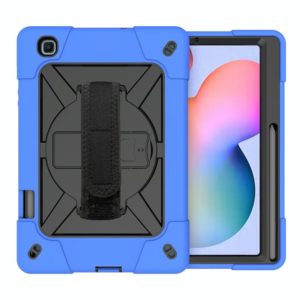 For Samsung Galaxy Tab S6 Lite P610 Contrast Color Robot Shockproof Silicon + PC Protective Case with Holder & Pen Slot(Dark Blue) (OEM)