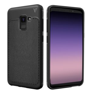 Lenuo Leshen Series for Galaxy A8 (2018) TPU Litchi Texture Dropproof Protective Back Cover Case (Black) (lenuo) (OEM)