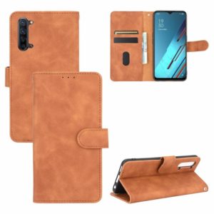 For OPPO Reno3 5G / Find X2 Lite Solid Color Skin Feel Magnetic Buckle Horizontal Flip Calf Texture PU Leather Case with Holder & Card Slots & Wallet(Brown) (OEM)