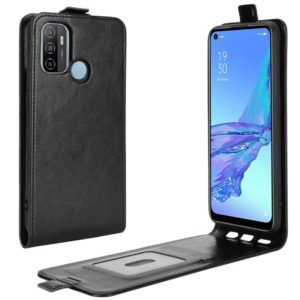 For OPPO A53 2020/OPPO A32 2020 R64 Texture Single Vertical Flip Leather Protective Case with Card Slots & Photo Frame(Black) (OEM)