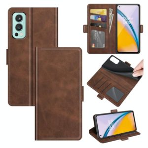 For OnePlus Nord 2 5G Dual-side Magnetic Buckle Horizontal Flip Leather Case with Holder & Card Slots & Wallet(Brown) (OEM)
