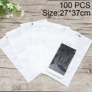 100 PCS 27cm x 37cm Hang Hole Clear Front White Pearl Jewelry Zip Lock Packaging Bag, Custom Printing and Size are welcome (OEM)