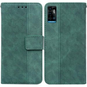 For ZTE Blade A72 / V40 Vita Geometric Embossed Leather Phone Case(Green) (OEM)