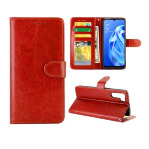 For OPPO A91/ F15(2020) Crazy Horse Texture Leather Horizontal Flip Protective Case with Holder & Card Slots & Wallet & Photo Frame(Brown) (OEM)