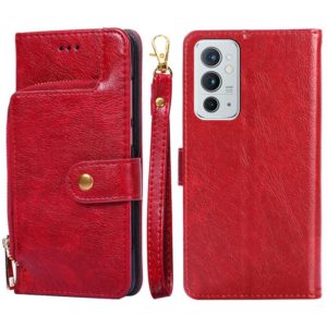 For OnePlus 9RT 5G Zipper Bag Horizontal Flip Leather Phone Case with Holder & Card Slots & Lanyard(Red) (OEM)