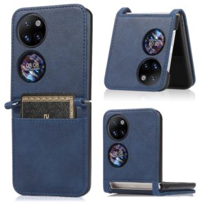 For Huawei P50 Pocket Lambskin Texture Card Folding Phone Case(Blue) (OEM)