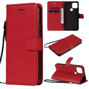 For Google Pixel 5 Solid Color Horizontal Flip Protective Leather Case with Holder & Card Slots & Wallet & Photo Frame & Lanyard(Red) (OEM)