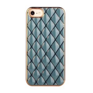 Electroplated Rhombic Pattern Sheepskin TPU Protective Case For iPhone 8 Plus / 7 Plus(Grey Green) (OEM)