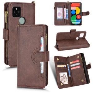For Google Pixel 5 5G Litchi Texture Zipper Leather Phone Case(Brown) (OEM)