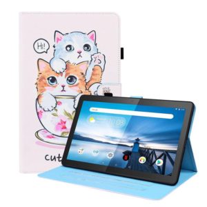 For Lenovo M10 FHD REL TB-X605FC / TB-X605LC Animal Pattern Horizontal Flip Leather Case with Holder & Card Slots & Photo Frame(Cat Brothers) (OEM)
