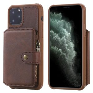 For iPhone 11 Pro Buckle Zipper Shockproof Protective Case with Holder & Card Slots & Wallet & Lanyard & Photos Frames(Coffee) (OEM)