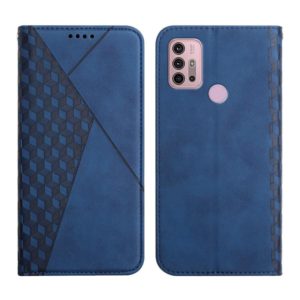 For Motorola Moto G30 / G10 Diamond Pattern Splicing Skin Feel Magnetic Horizontal Flip Leather Case with Card Slots & Holder & Wallet(Blue) (OEM)