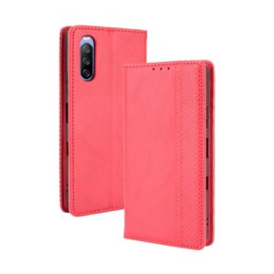 For Sony Xperia 10 III Magnetic Buckle Retro Pattern Horizontal Flip Leather Case with Holder & Card Slot & Wallet(Red) (OEM)