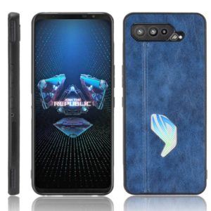 For Asus ROG Phone 5 Shockproof Sewing Cow Pattern Skin PC + PU + TPU Case(Blue) (OEM)