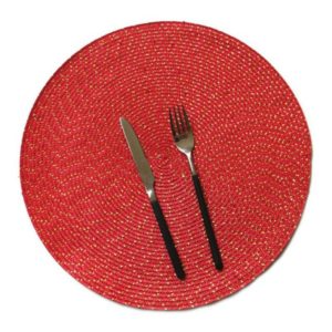 2 PCS PP Round Oval Woven Placemat, Size:Diameter 18cm(Red) (OEM)