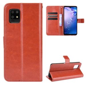 For Aquos Zero6 Crazy Horse Texture Horizontal Flip Leather Case with Holder & Card Slots & Lanyard(Brown) (OEM)