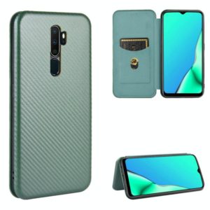 For OPPO A9 (2020) / A11 / A11X / A5 (2020) Carbon Fiber Texture Horizontal Flip TPU + PC + PU Leather Case with Card Slot(Green) (OEM)