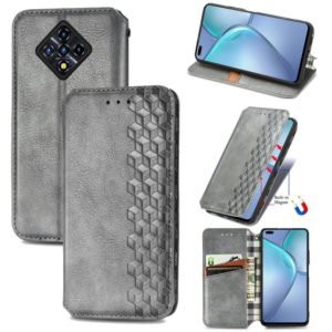 For Infinix Zero 8 Cubic Grid Pressed Horizontal Flip Magnetic Leather Case with Holder & Card Slots & Wallet(Grey) (OEM)