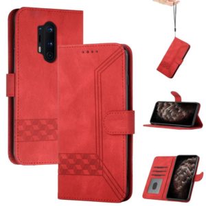 Cubic Skin Feel Flip Leather Phone Case For OnePlus 8 Pro(Red) (OEM)
