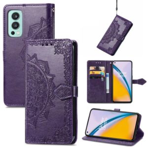 For OnePlus Nord 2 5G Mandala Embossing Pattern Horizontal Flip Leather Case with Holder & Card Slots & Wallet & Lanyard(Purple) (OEM)