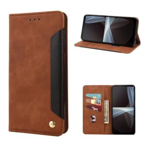 For Sony Xperia 10 IV Skin Feel Splicing Leather Phone Case(Brown) (OEM)